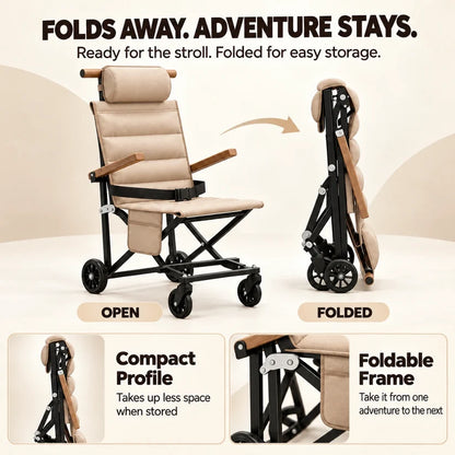 Padded Folding Transport Chair for Easy Outings