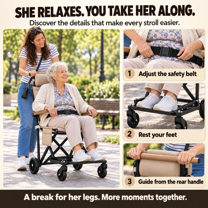 Padded Folding Transport Chair for Easy Outings